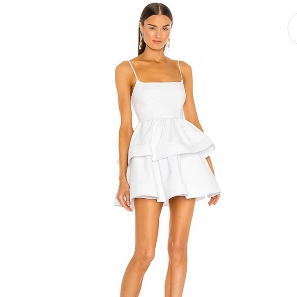 NBD Dresses & Skirts - NEW Revolve NBD Katerina Tiered Flounce Sleeveless Mini Dress White Size Medium